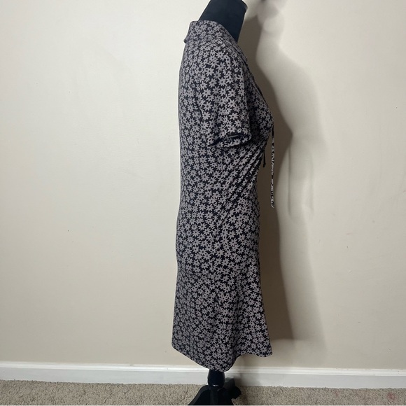 UNIF Women’s Corin Black Gray Floral Short Sleeve Lace Up Stretchy Mini Dress M - Picture 5 of 12